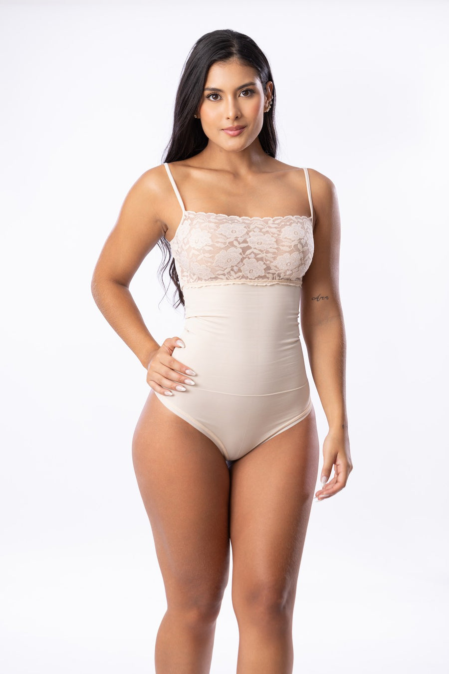 Body con Encaje Raf Over, ref. 225206, color beige, vista frontal