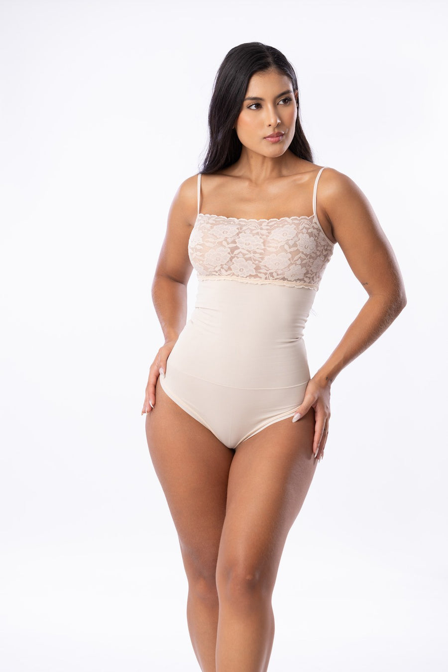 Body con Encaje Raf Over, ref. 225206, color beige, vista lateral